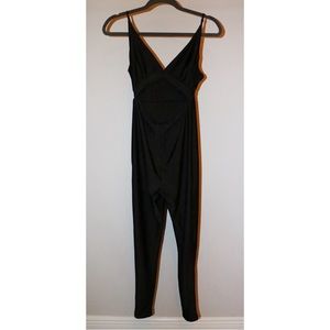 Black open front jumpsuit